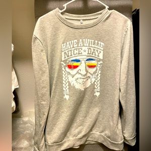 Willie Nelson “Have a willie nice day “ Medium grey comfy sweatshirt unisex